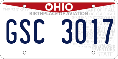 OH license plate GSC3017