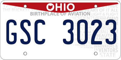 OH license plate GSC3023