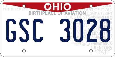 OH license plate GSC3028