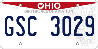 OH license plate GSC3029