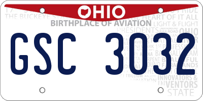 OH license plate GSC3032
