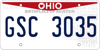 OH license plate GSC3035