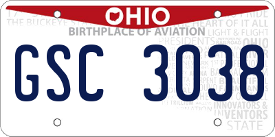 OH license plate GSC3038