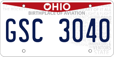 OH license plate GSC3040