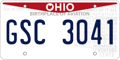 OH license plate GSC3041