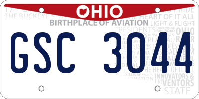 OH license plate GSC3044