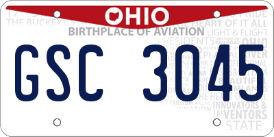 OH license plate GSC3045