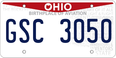 OH license plate GSC3050