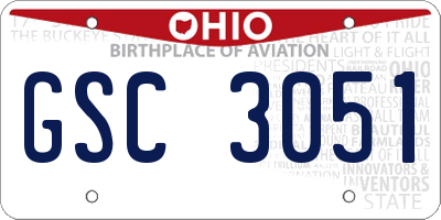 OH license plate GSC3051