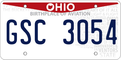 OH license plate GSC3054