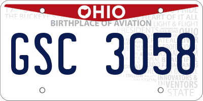 OH license plate GSC3058