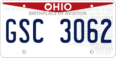 OH license plate GSC3062