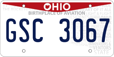 OH license plate GSC3067