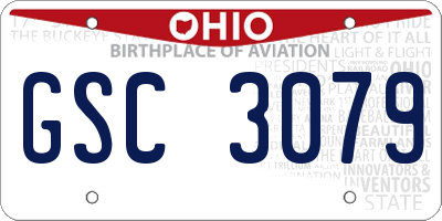 OH license plate GSC3079