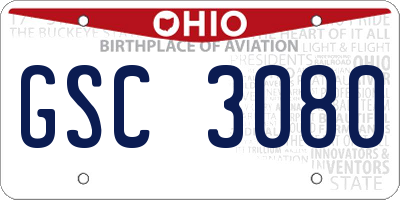 OH license plate GSC3080