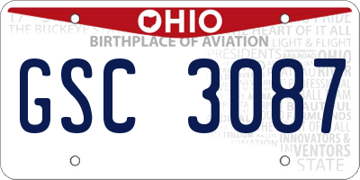 OH license plate GSC3087