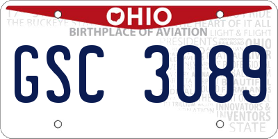 OH license plate GSC3089