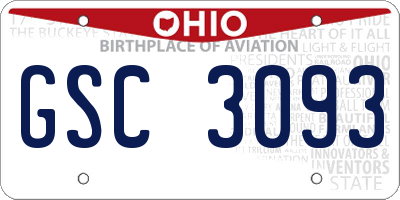 OH license plate GSC3093