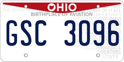 OH license plate GSC3096