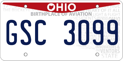 OH license plate GSC3099