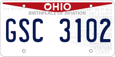 OH license plate GSC3102