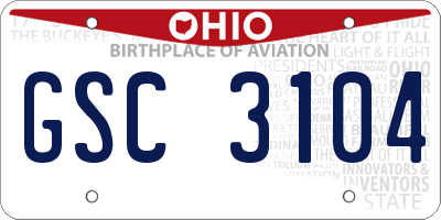 OH license plate GSC3104