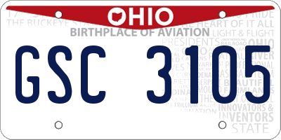OH license plate GSC3105