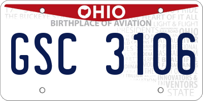 OH license plate GSC3106