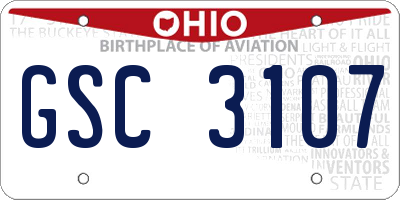 OH license plate GSC3107