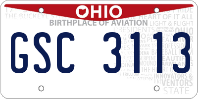 OH license plate GSC3113