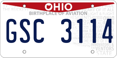 OH license plate GSC3114