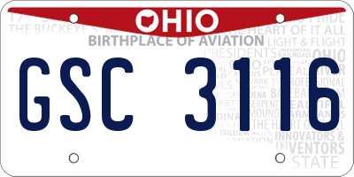 OH license plate GSC3116
