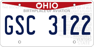 OH license plate GSC3122