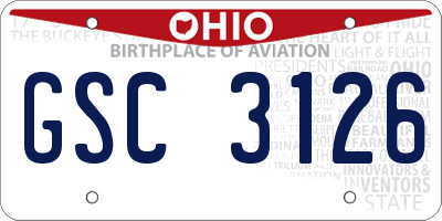 OH license plate GSC3126