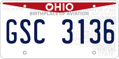 OH license plate GSC3136