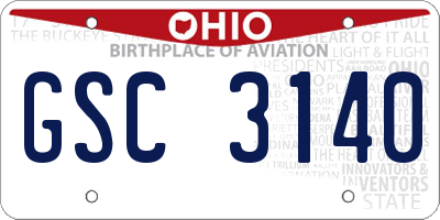 OH license plate GSC3140