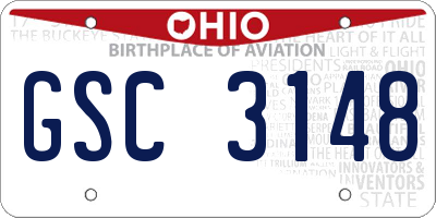 OH license plate GSC3148