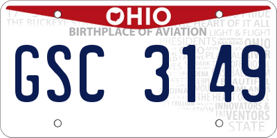 OH license plate GSC3149