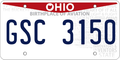 OH license plate GSC3150