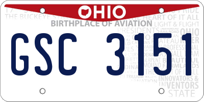 OH license plate GSC3151