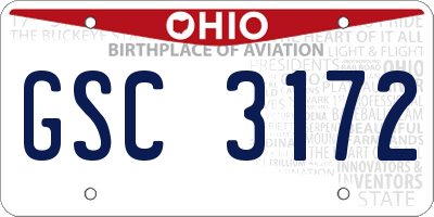 OH license plate GSC3172