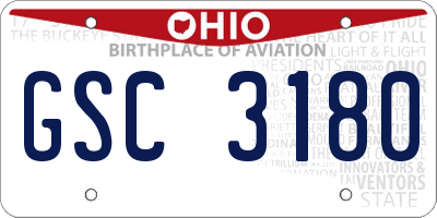 OH license plate GSC3180