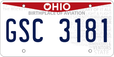 OH license plate GSC3181