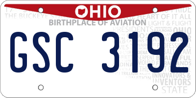 OH license plate GSC3192