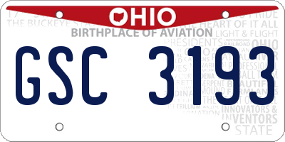 OH license plate GSC3193