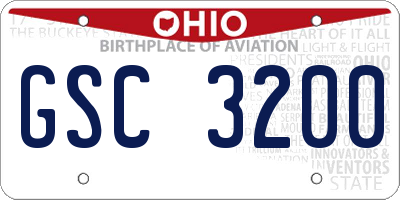 OH license plate GSC3200