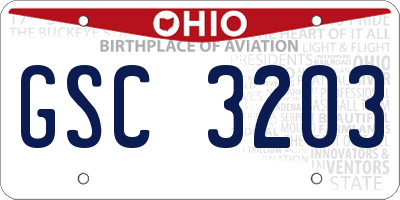 OH license plate GSC3203