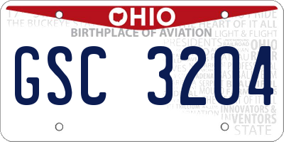 OH license plate GSC3204