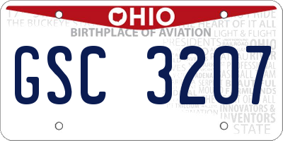 OH license plate GSC3207