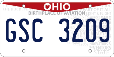 OH license plate GSC3209